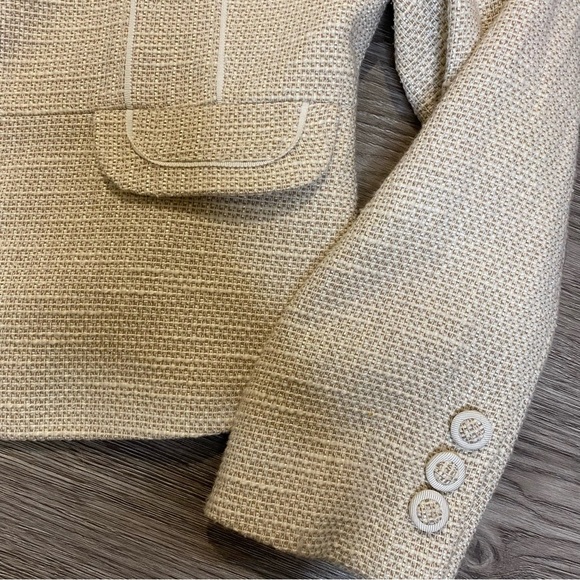 Antonio Melani Structured Tweed Blazer - size 10 - tan/ cream - Picture 3 of 7